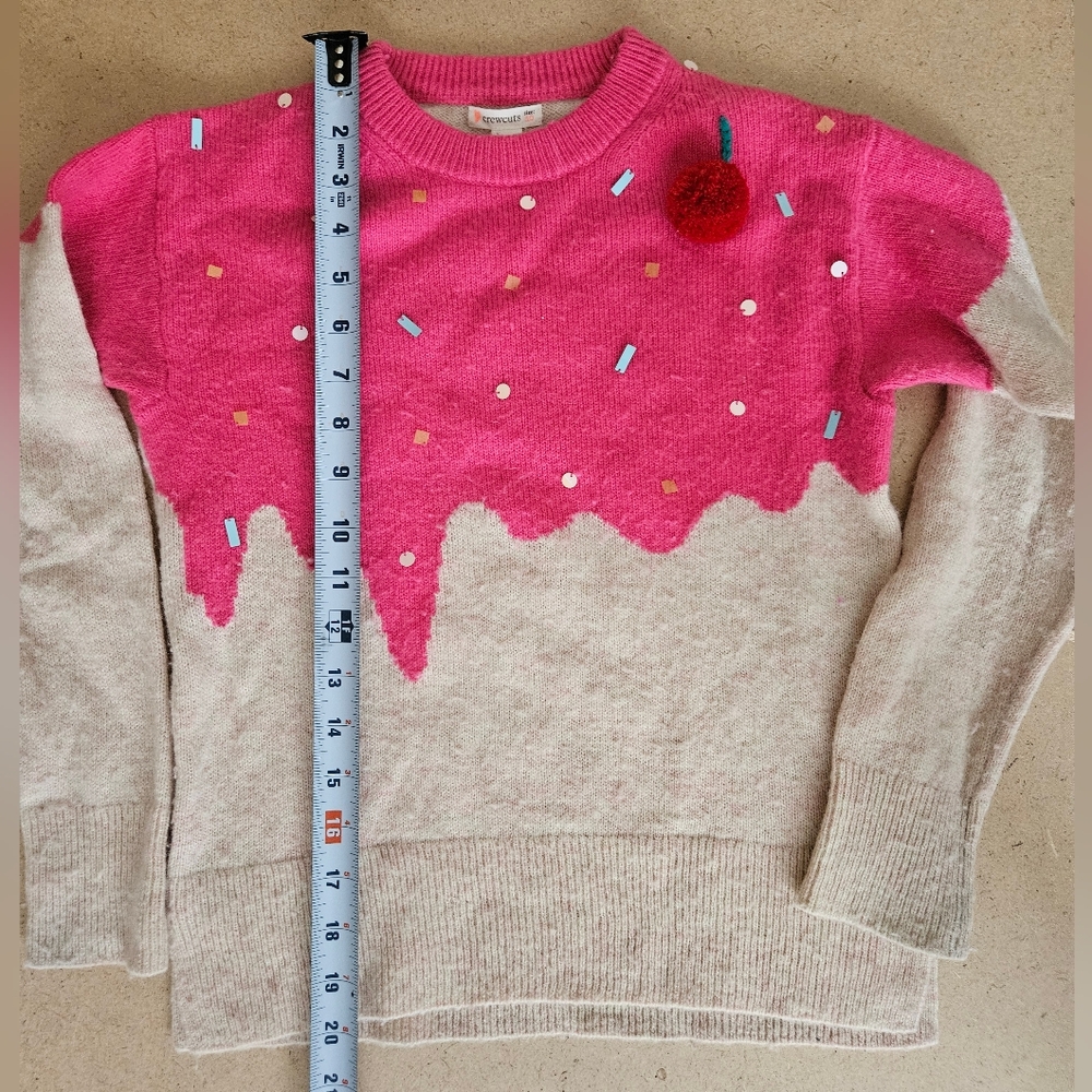 Crewcuts cupcake sweater Child size 10, sequin, adorable, worn 5x
